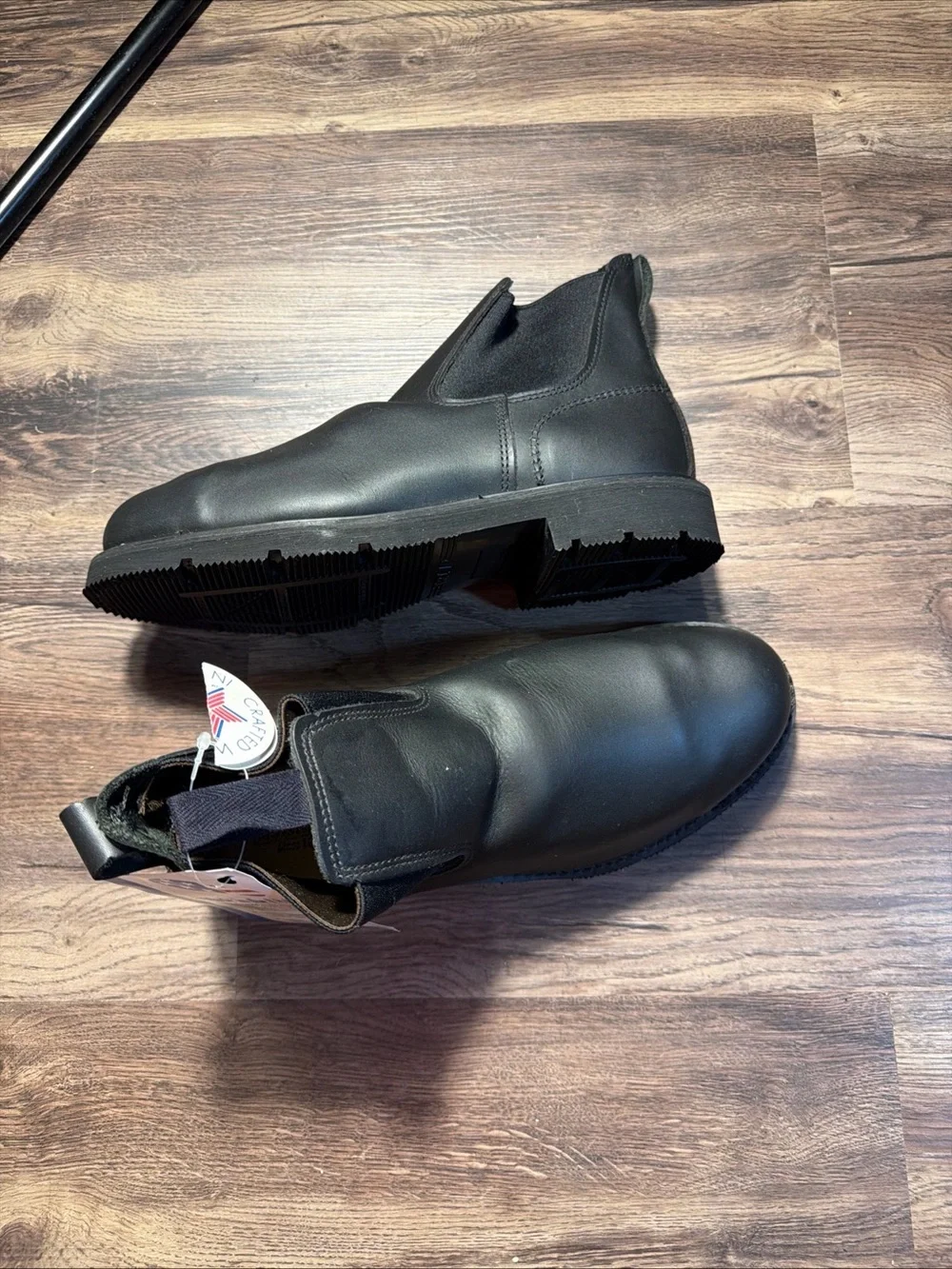 Vng USA Iron Age Slip On Black Leather Steel Toe Work Boots Men’s Sz 9 New